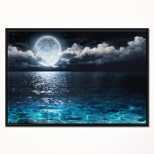 Designart - Romantic Full Moon Over Sea
